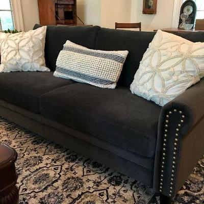 Charcoal sofa with nailhead trim (new)