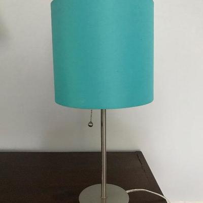 Metal lamp with turquoise shade