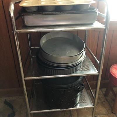 Rolling stainless steel kitchen cart
