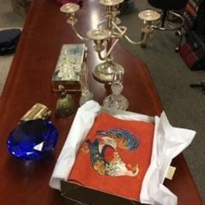 Lot of Paperweights, Glass Figurines, Candle Holde ...