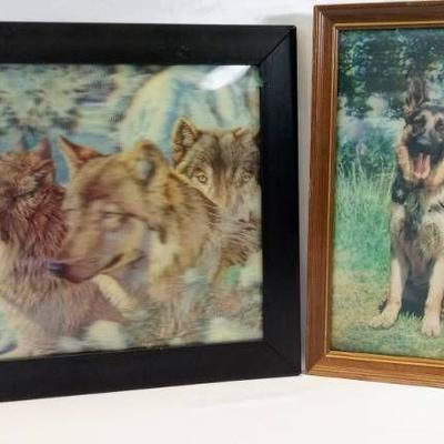 3-D Holographic Pictures- 2 Wolves-Dogs