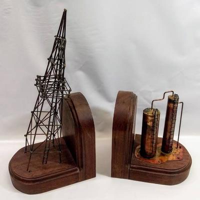 Very Cool and Unique Oil Rig Metal and Wood Book E ...
