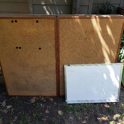 Large Wall Mounted Corkboard with Storage Cabinet
