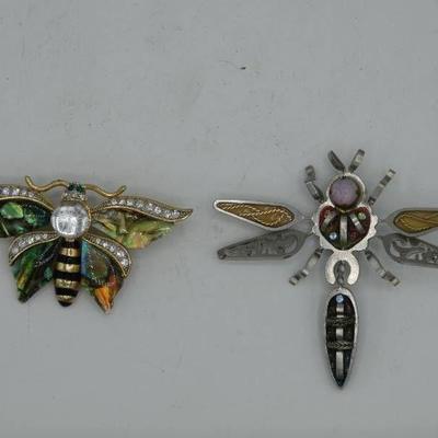 1- Dragonfly brooch and 1- butterfly brooch.