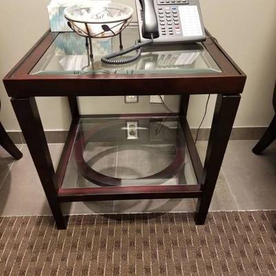 Wood And Glass End Table