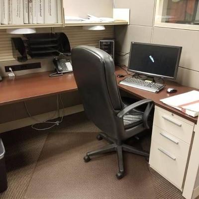 2 Cubicle Stations, Computer Chairs, Trash Cans an