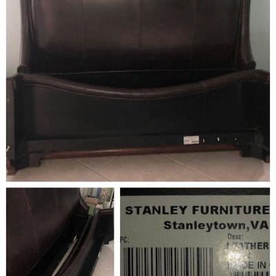 Queen Leather Sleigh Bed by Stanley 