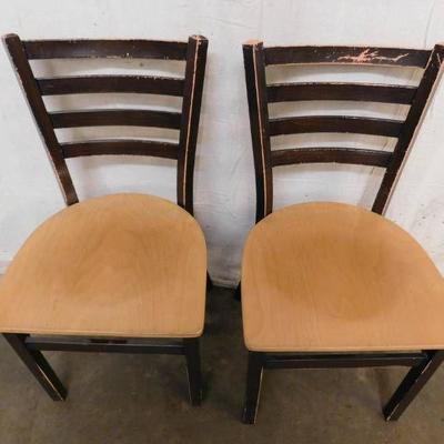2 Metal Chairs with Wood Seats