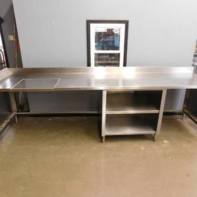 11 Foot Stainless Steel Table w Back Splash