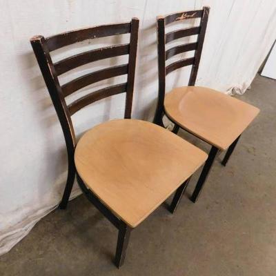 2 Metal Chairs with Wood Seats..