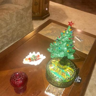 Candy dishes and ceramic tree