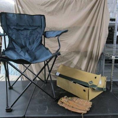 Folding Outdoor Chair, Softball Glove, Steel Shank ...