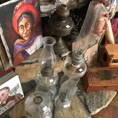 Collection of Antique Oil Lamps 