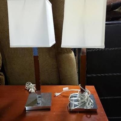 Nice Pair of Brown and Chrome Lamps