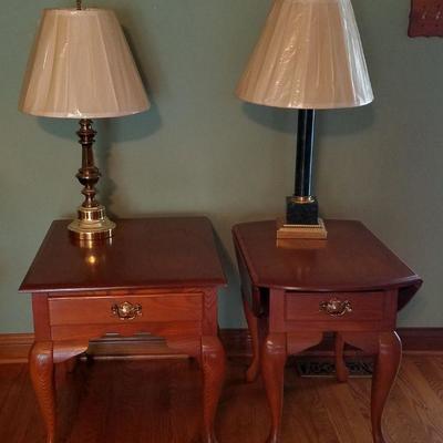 Oak End Tables and Lamps