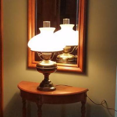 Demilune Table, Oil Lamp