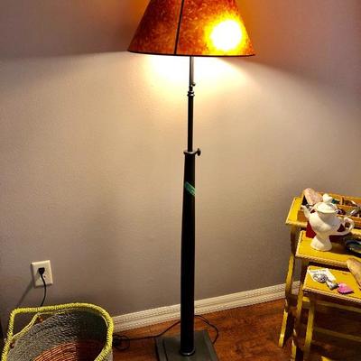 Adjustable bronze floor lamp w/mica shade (Pottery Barn) - $120
