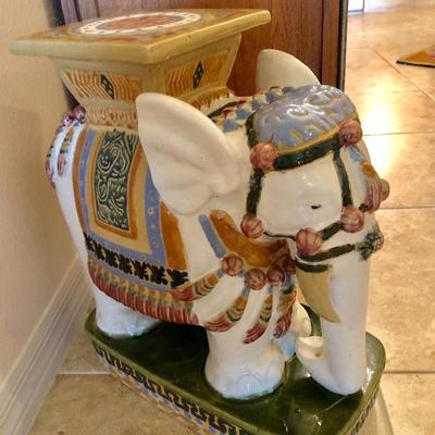 Vintage Ceramic Elephant Table - $60