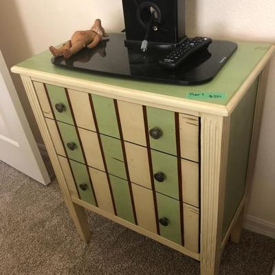 Green Striped Pier One Cabinet - $50 - (25W  14D  31H)