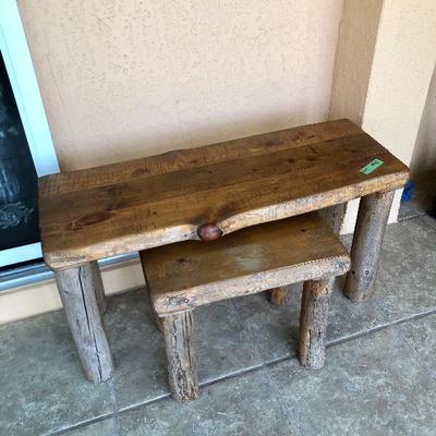 Nesting Rustic Wood Benches (Set of 2) - $95 - (Large = 36W  15D)