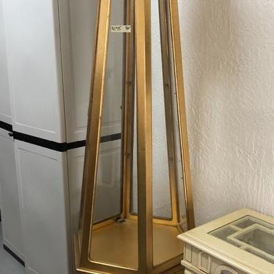 6-Sided Gold Curio Tower w/glass shelves - $195 - (Appx. 24