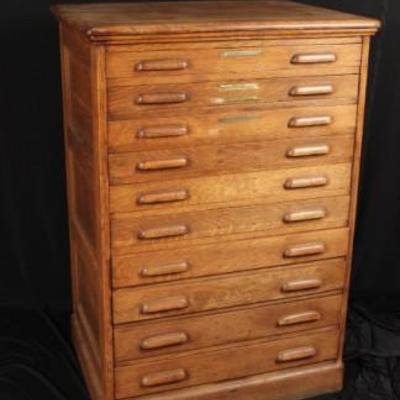 Antique Oak Map Drawer 