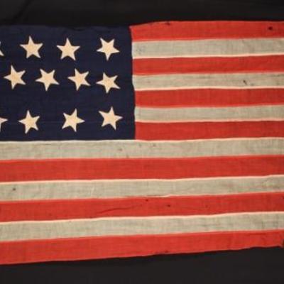 rare early 19th c 13 star US Naval flag