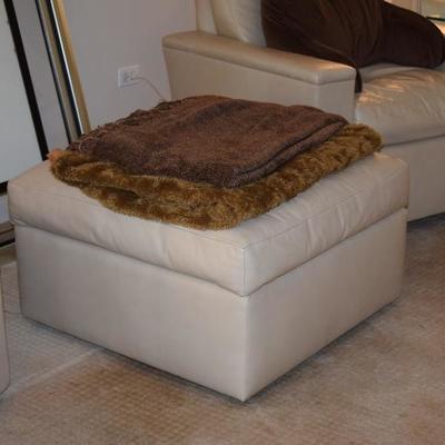 A. Rudin White Goose Feather/Down Leather Ottoman