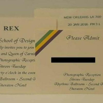 Rex 2016 Photographic Reception/Admit/Invite w Envelope Mardi Gras Krewe ST4067 https://www.ebay.com/itm/113815951151