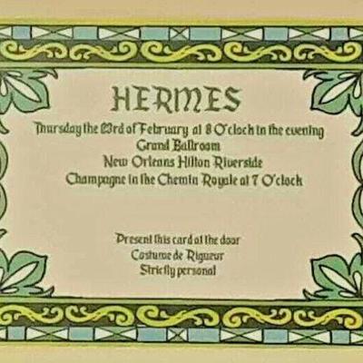 Hermes Ball Admit Card Green Border Mardi Gras Krewe Favor ST4086 https://www.ebay.com/itm/123833619553