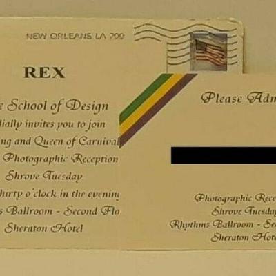 Rex 2017 Photo Reception Admit & Invite w Envelope Mardi gras Krewe ST4050 https://www.ebay.com/itm/113815951149