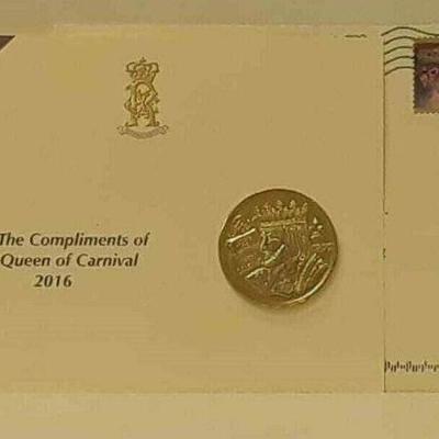 Rex 2016 Doubloon on Card Compliments of Queen w Envelope Mardi Gras ST4088 https://www.ebay.com/itm/123833596680