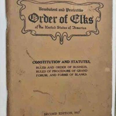 VINTAGE BOOKLET ORDER OF ELKS CONSTITUTION AND STATUES 2ND EDITION 1917 LAE021 https://www.ebay.com/itm/113815716409