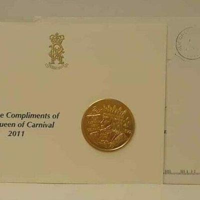 Rex 2011 Doubloon on Card Compliments of Queen w Envelope Mardi Gras ST4071 https://www.ebay.com/itm/113815930522