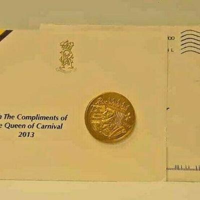 Rex 2013 Doubloon on Card Compliments of Queen with Envelope Mardi Gras ST4095 https://www.ebay.com/itm/113815930518