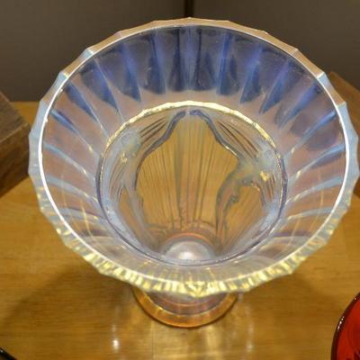 Rare Etling Opalescent Glass Trumpet Vase!