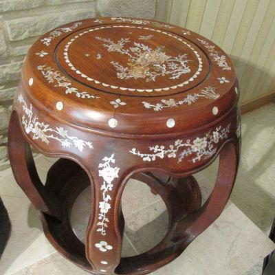 Chinese rosewood with mother of pearl inlay stool
