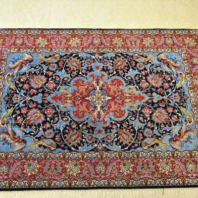 3.8x5.6 wool & silk Esfahan rug (BID ITEM)