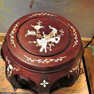 Chinese rosewood and pearl inlay stool