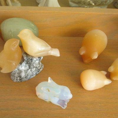 Selenite carved animals