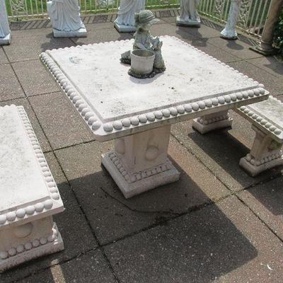 Cement table and benches