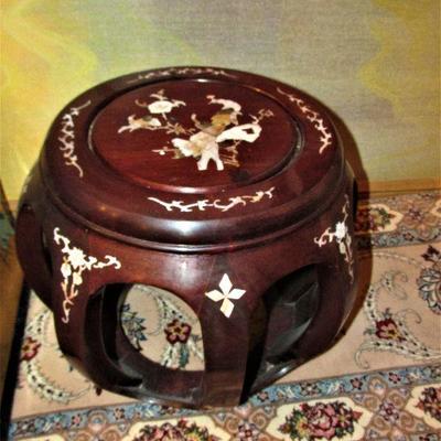 Chinese rosewood & pearl inlay stool