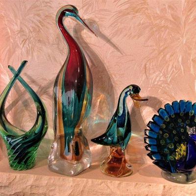 Murano glass Heron by Oscar Zanetti