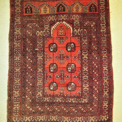 2.6x3.5 wool on wool Afghan prayer rug