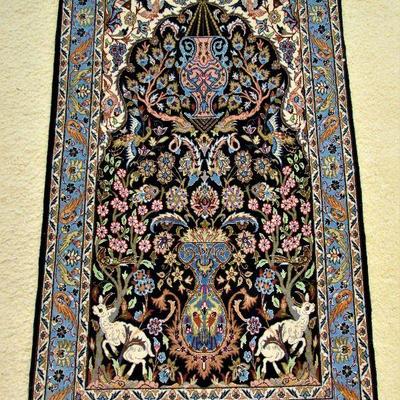 2.4x3.9 wool & silk Esfahan rug (BID ITEM)
