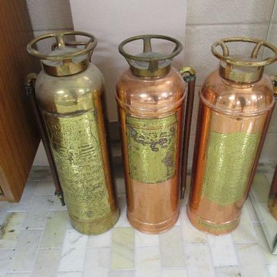 Vintage brass & copper fire extinguishers