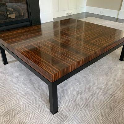 Satinwood Square Coffee Table with Iron Base