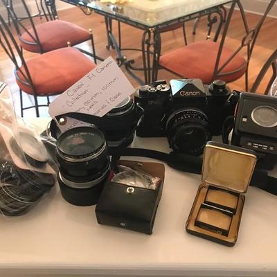 Canon F-1camera, lens, filters, case $450