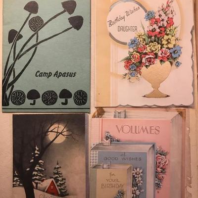 Scrapbook with vintage cards and Gone With the Wind program $35