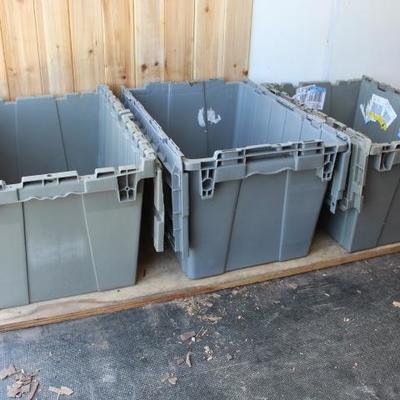 3 Storage Tubs with Flip Top Lids - One is Damaged ...